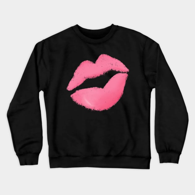 Fun pink lipstick kiss print Crewneck Sweatshirt by katevcreates
